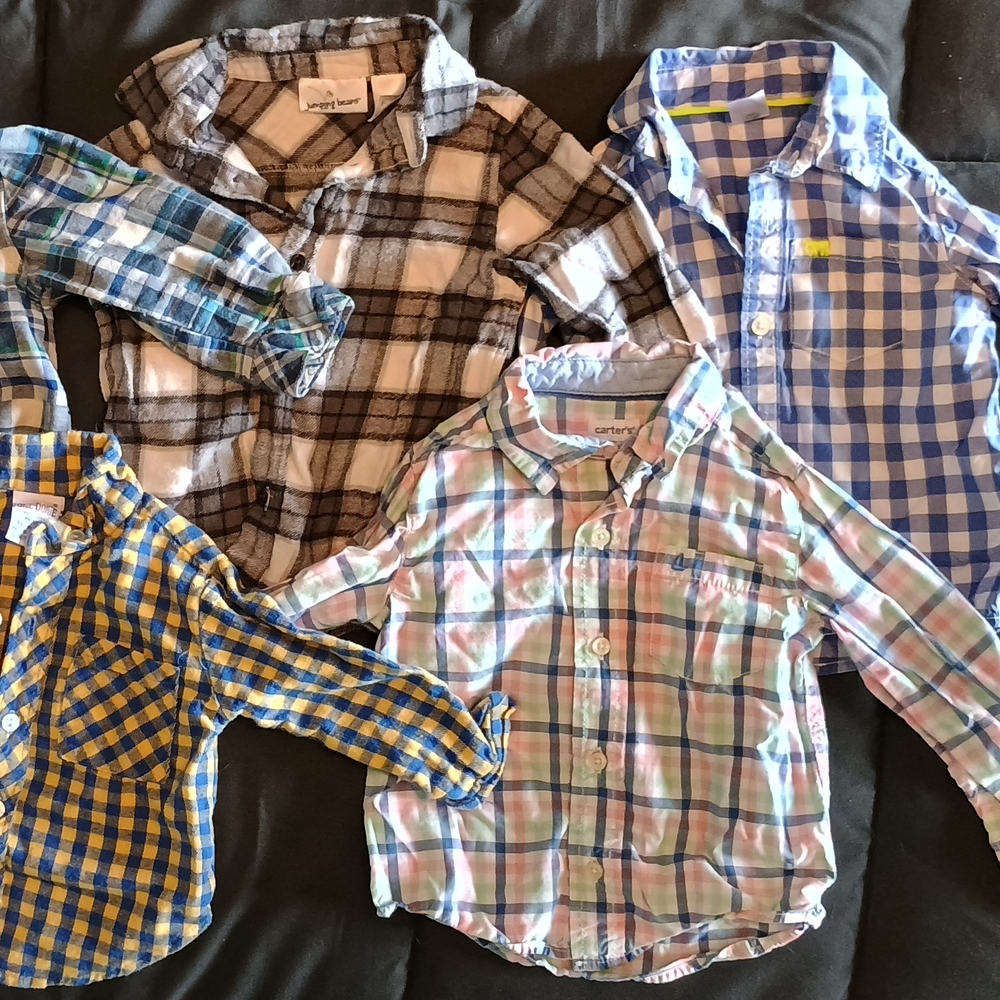 Lot Of 5 Kids Toddler Button Up Dress Shirts Carter's